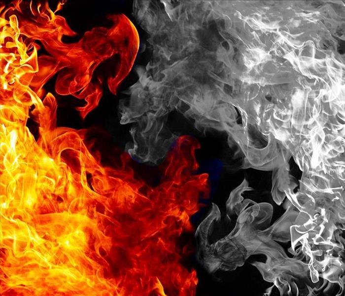 Fire and smoke on a black background.